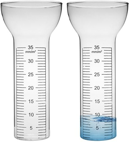 Veesper Pluviometre Exterieur Jardin 2 PièCes Tube De PluviomèTre en Verre RéSistant Au Gel avec Marques Claires Jauges Pluie Ouvertes en Forme D'Entonnoir De 35 Mm pour Jauge d'eau Cour ExtéRieure