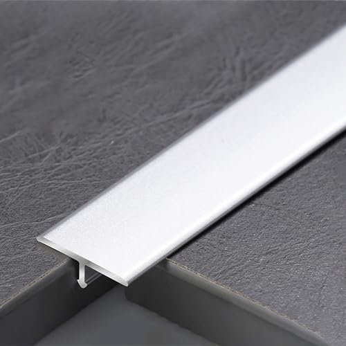 Door Threshold Strip T Molding Edging Trim Bar Extra Narrow, Doorways Metal Flat Divider for Vinyl Floor, Wood to Tiles Gap Cover/Threshold Transition Strip (Color : Silver)