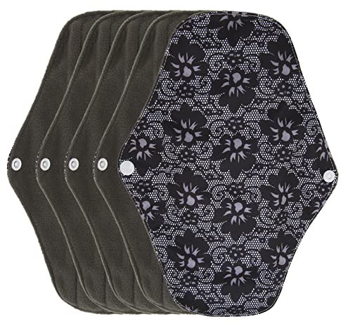 Assorbenti in Tessuto Inclusi, 5 Assorbenti Lavabili in Tessuto al Carbone di bambù Assorbenti Mestruali Riutilizzabili Assorbenti in bambù al Carbone Assorbente Odori per (M05)