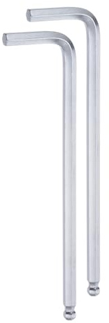 QUARKZMAN 2 Stück Innensechskantschlüssel mit Kugelkopf 5mm L-Form Langer Arm Sechskantschlüssel aus Chrom-Vanadium-Stahl Reparaturwerkzeug für Heimwerker, Silberfarben