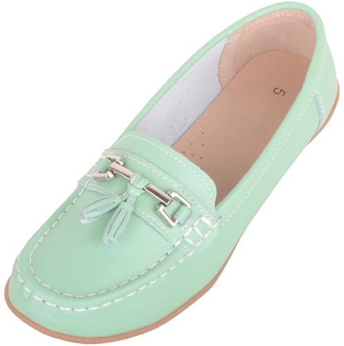 ABSOLUTE FOOTWEAR Womens Slip On Casual Leather Loafer/Deck/Boat Shoes/Sandals - Mint - UK 8