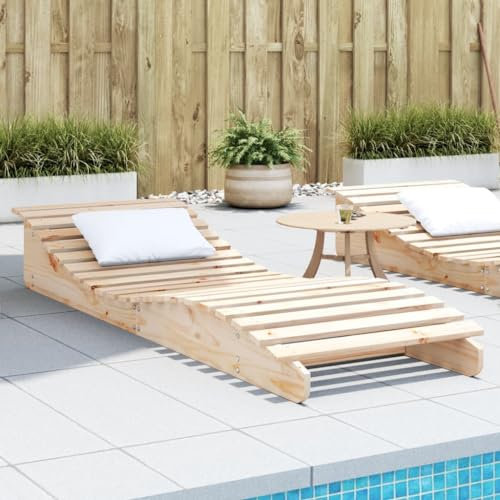 Homgoday Holz Sonnenliege Massivkiefer - Ergonomisch, wasserdicht, für Pool & Garten - 205x70x31,5 cm Model832580