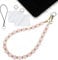 AOZUO Marble Beaded Phone Wrist Strap, Pink Hands-Free Wristlet Bracelet with 2 Tether Tab Phone Charm Compatible with Most Phones