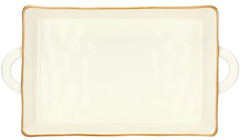 Thun Rose&Tulipani - Teglia Avorio in gres, 38x7,5cm, profondità 22 cm, collezione Concerto