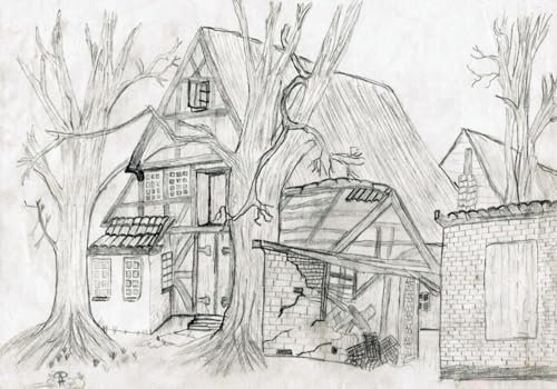 Modern Minimalist 3D Photo Wallpaper Hand Painted Black and White Lines Village House Background Wall 250cmx175cm Living Room Kitchen Bedroom Wall Mural