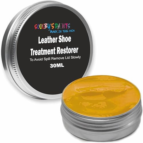 Scooby Paints Leather Shoe Colour Restorer Recolouring Balm Repair Treatment for Faded & Worn Absorbent Leather Furniture, Sofas, Chairs (DARK YELLOW)