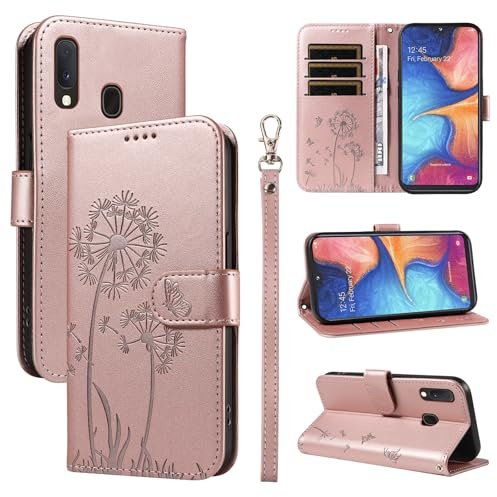 Bravoday Coque pour Samsung Galaxy A20e, Housse en Cuir PU Premium Etui à Rabat Pochette de Portefeuille avec Porte Carte Étui de Protection pour Galaxy A20e, Or Rose