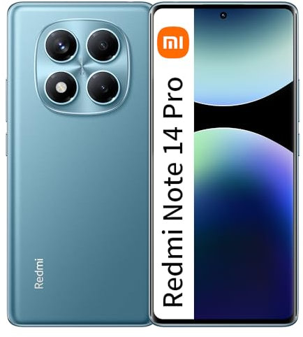 XIAOMI Redmi Note 14 Pro 12GB RAM + 256GB ROM SmartPhone 6.67 pollici 120Hz 200MP Batteria 5500mAh 45W Wired Fast Charging, Aurora Blu（Con caricabatterie）