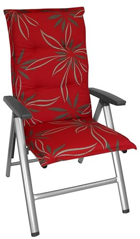 Waidmeister Hochlehner Auflage Naxos für Gartenstühle 118x49 cm (4, Blume Rot)