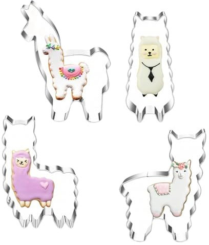 Zcbzbn Ausstechformen, Alpaka Ausstecher Set, 4er Set Edelstahl Ausstechform, Tier Keksausstecher, Alpaka Backen Kunstwerk, Backen Sie Flipped Cookies, Kann FüR Alle Arten Von Festen Und Partys Verwen