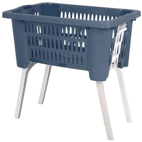 Wäschekorb Wäschesammler Wäschebox Wäschebehälter Korb Wanne tragbar klappbaren Füßen Blau B60xL40xH28/58cm