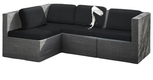 HonunGron 8Pcs Sofa Sitzkissenbezug Wasserabweisende Rattan Sitzkissenbezug, Outdoor Sitzgruppe Sofasitzbezug Sofakissen-Schonbezüge für Garten,Terrasse Ecksofa (Dunkel Grau)