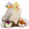 MorisMos Gelb Papagei Kuscheltier XXL mit 3 Babys im Vogelnest, 35cm groß Papagei Plüschtier Stofftier Kuscheltiere, Parrot Teddy Geburtstag Weihnachten Geschenk