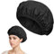 BOHUIZ Shower Cap, Triple Layer Shower Cap with Dry Hair Function for Women Terry Cloth Lined Reusable Waterproof Bath Cap Hair Cap for Long Thick Hair Bath Caps(Black)