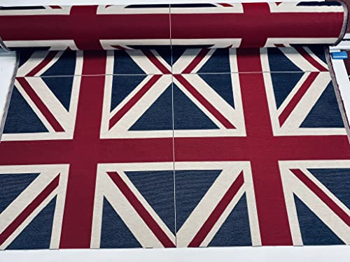 UK & USA Banner Retro Flagge Leinenoptik schwere Krone Jacquard Gobelin Polsterstoff Baumwolle Kissen Stoff – UK 2 Paneele