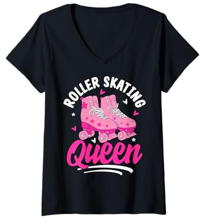 Damen Rollschuh-Königin T-Shirt mit V-Ausschnitt