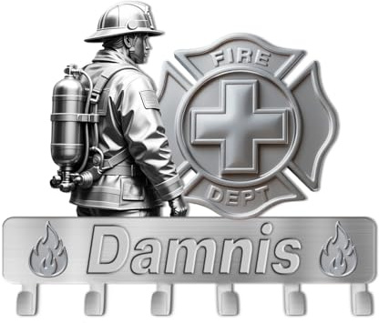 Ozinna Personalisierte Feuerwehr-Wandhaken, individueller Name, Metall-Schlüsselaufhänger, Wandhalterung, hängende Kleiderhaken, Schlüsselhalter für Eingangsbereich, Badezimmer, Tür, neues Zuhause