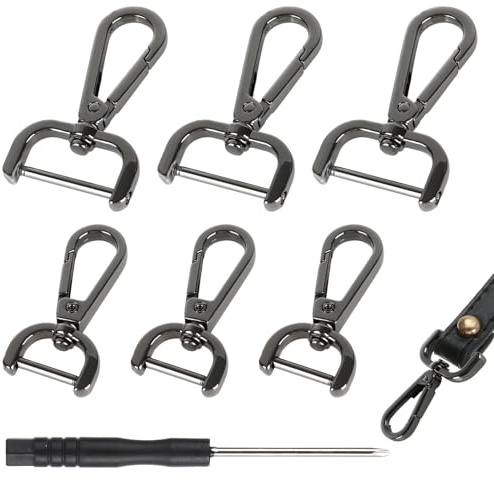 Karabinerhaken mit Drehgelenk, 6 Stück, 15mm, 25mm, für Hundeleine | Abnehmbarer Karabiner, mit Schraubendreher, Metall, für Geldbörsen