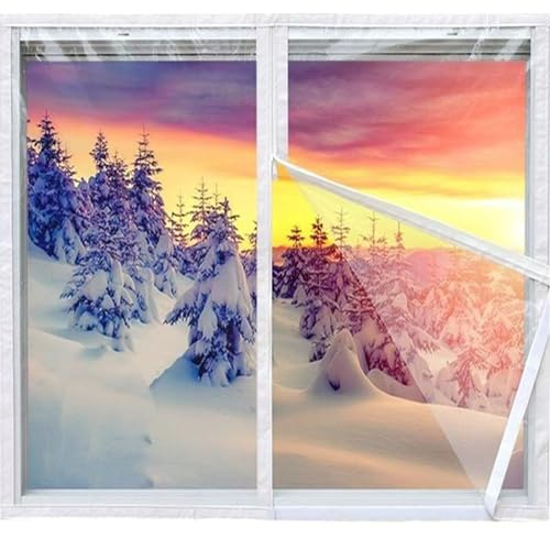AMZYU Isolierfolie für Winter 180 x 230 cm Wärmedämmung Winddicht Fensterdichtungsskits Kontrollieren Sie Die Raumtemperatur für Fenster zu Hause, A