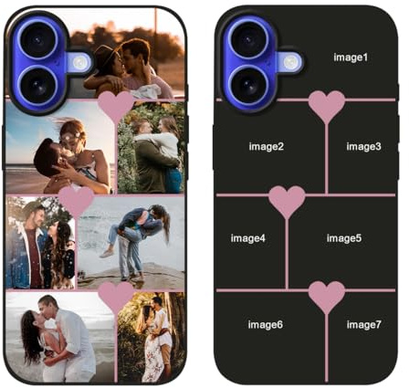 WOWTIFY Individuelle Handyhülle für iPhone 17 mit Foto, personalisierte Multi-Bild-Hüllen, individuelle Collagen-Foto-Abdeckung für Geburtstag, Weihnachten, Valentinstag, Freunde, sie und ihn