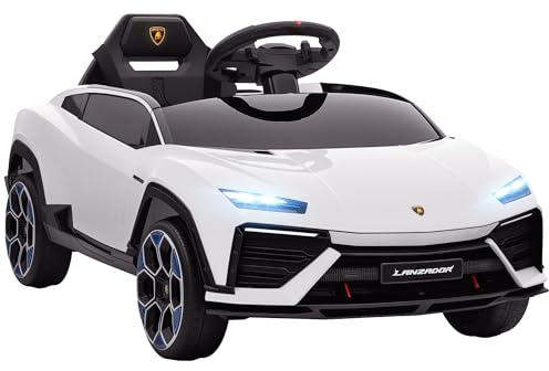 AIYAPLAY Licensed Lamborghini Electric Cars for Kids, 12V Battery Powered Ride On Car with Remote Control, Suspension, MP3, Horn, for 3-6 Years Old, White