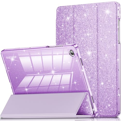 INFILAND Case for Samsung Galaxy Tab A11+Plus/A9+ Plus 11 inch Case (2023/2025), Glitter Tablet Protective Cover with Sparkly Clear Back [Auto Wake/Sleep] for Girls Kids (Purple)