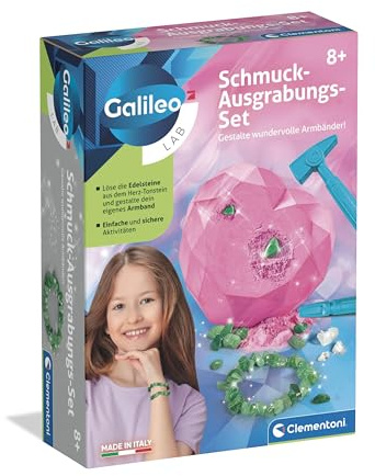 Galileo Lab Schmuck Ausgrabungsset - Edelsteine ausgraben & Armband basteln für Mädchen & Jungen - Inkl. Werkzeug & Zubehör - Für Kinder ab 8 Jahren - 59482 von Clementoni