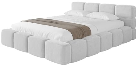ALTDECOR Polsterbett mit Bettkasten und Lattenrost, Bett mit Matratze H3/H4, Kopfteil, Boxbett, Doppelbett mit Stauraum - NATA-v1 200x200 Hellgrau