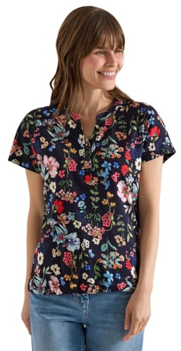 Damen Shirt mit Split Neck und Knopfdetails
