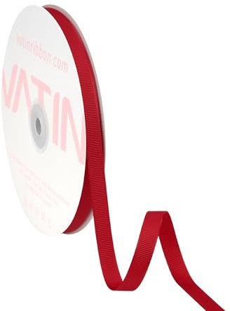 VATIN Solid 10mm X 45 Metres Red Grosgrain Ribbon 23 Metres Each Roll Perfect for Crafts, Wedding Decor, DIY Hair Accessories, Sewing, Gift Package Wrapping and More