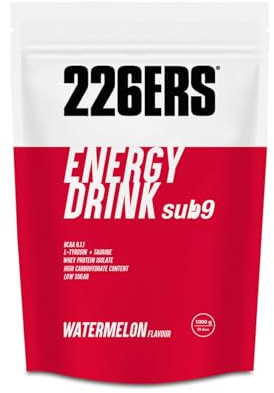 226ERS Energy Drink, Bebida Energética Deportiva en Polvo, Sandía 1 x 1 kg | 87 g de carbohidratos y 500 mg de sodio, maltodextrina y fructosa en proporción 10:8, sin gluten, sin lactosa, vegano