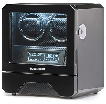 BARRINGTON Automatischer Uhrenbeweger für 2 Uhren in Schwarz Premium Uhrenbox mit Super Leisem Motor Stilvolle LED-Digitalanzeige Uhrenorganisator