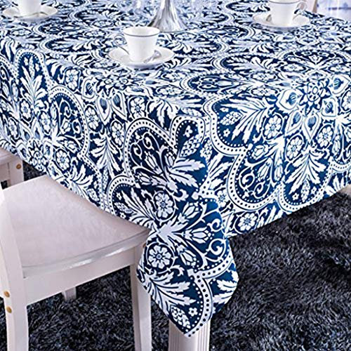 X-Labor Tischdecke Eckig Abwaschbar Oxford Stoff Tischdecke Wasserdicht Pflegeleicht Tischdeko für Garten Zimmer Dunkelblau 140 x 200 cm