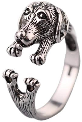 PRAK Damen Ring 925 Sterling Silber Verstellbar, Hund Tier Lady Modeschmuck Fingerring Persönlichkeit Design Cute Verschleiß Geburtstagsgeschenk Student Style Bankett Notwendig