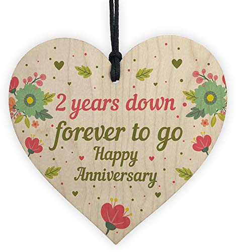 RED OCEAN Funny 2nd Wedding Wooden Heart Husband Wife Gifts For Her Him