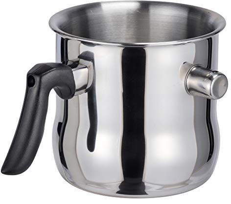 Spetebo Edelstahl Wasserbad- und Simmertopf 1,2 Liter - Milchtopf doppelwandig - Edelstahltopf zum erwärmen von Milch Schmelztopf mit Flötenkessel Funktion