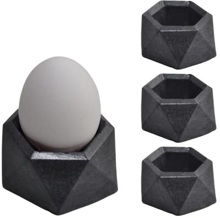 Betonics Eierbecher Angolo grau 4er-Set aus Beton | Handmade Eibecher für das Frühstücksei und den Frühstückstisch | für alle Eigrößen geeignet | Handmade in Germany <3