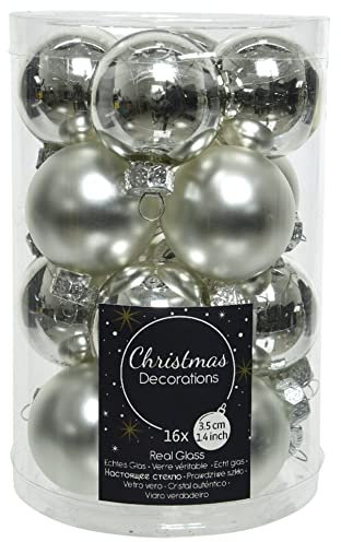 Baumkugel -Classic- 16er-Set Glas 3cm Silber Weihnachtsdeko Baumschmuck
