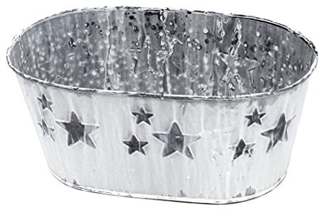 3 STK Pflanzschale Metall Jardiniere Welle grau Weiss Sterne Weihnachten st14 Zinkschale Weihnachtsdeko Stern oval Metallschale Pflanzschalen Zink Schalen Blumentöpfe