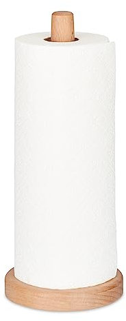 Relaxdays Küchenrollenhalter stehend, Buchenholz, Rollenhalter für Küche, H x D: 31 x 13 cm, Küchenrollenständer, Natur