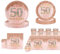 69Pcs Rose Gold 50th Birthday Party Tableware 16 Guests,50th Rose Gold Party Paper Plates Tablecloth Paper Cups and Napkins Tableware Set for Women Her Birthday Gifts Party Supplies Table Decorations