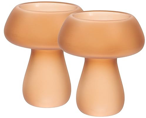 2 Stück Pilz-Kerzenhalter aus Glas, Kerzenhalter aus Glas, farbige Kerzen, Bunte Kerzenständer, Teelichter, Tassen, Teelichthalter, konischer Votivkerzenhalter, Kaffee, k