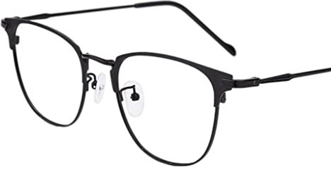 Blue Light Blocking Glasses Transparent Lens Metal Frame for Sleep Better Black