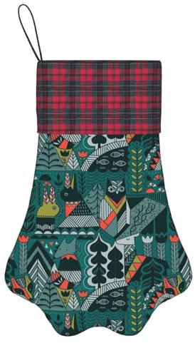 Weihnachtsstrümpfe, skandinavischer Tierdruck, Weihnachtsstrümpfe, Weihnachtsdekoration, Kamin, hängende Strümpfe, Familienurlaub