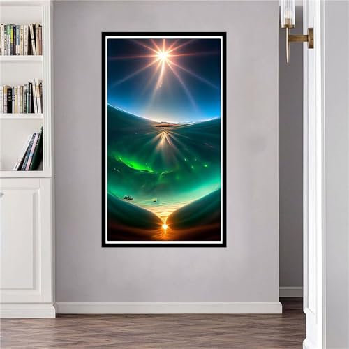 Aurora Borealis Diamond Painting, Groß Diament Painting Bilder 35x65cm Diamond Art Bastelset Erwachsene DIY Diamant Painting Kinder Stickerei Kreuzstich Set Home Wand Dekor Geschenk für Frauen F-39
