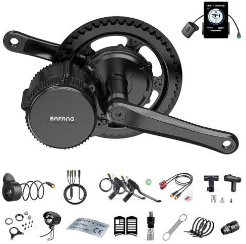 Bafang Mittelmotor 36V 250W BBS01B Ebike Umbausatz Elektrofahrrad Kit mit Optionales Ebike Display,Elektrofahrrad Umbausatz Motor für BB68mm, P860ML Anzeige