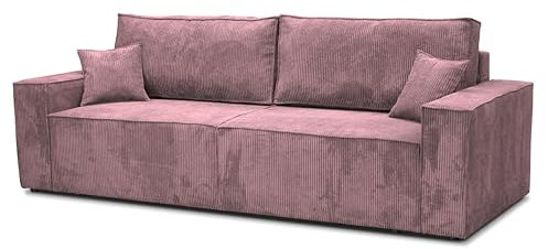Furniture-Adamski Schlafsofa LUX, Sofa mit Schlaffunktion und Bettkasten, Klappsofa, Schlafcouch in Cordstoff, Couch in Frabe: Lila