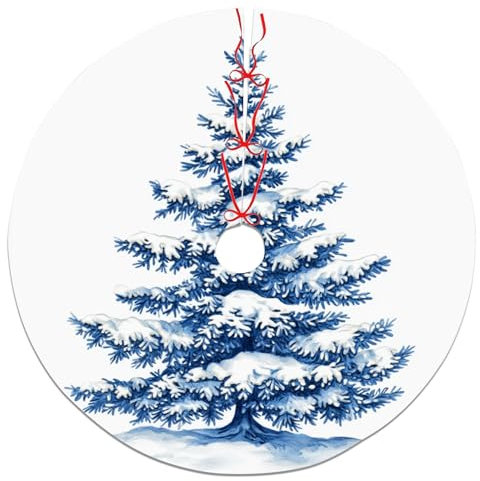 Falda de árbol de Navidad de pino azul nevado, decoración vintage de invierno para decoración del hogar, celebración festiva de Navidad, interior y exterior, 36 pulgadas
