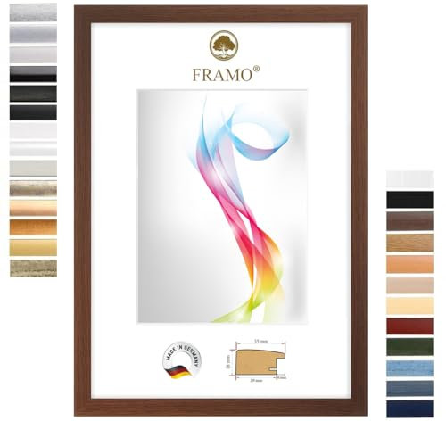 FRAMO Holz Bilderrahmen 36 x 48 cm (Bildmaß) in Wenge Braun | Größe wählbar | Rahmen für Poster | Puzzle | Foto collage | Maßanfertigung | Fotorahmen nach maß