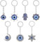 Chanumetal 7 portachiavi Evil Eye, Nazar Boncuk, blu, con ciondolo a forma di occhio turco, portafortuna auto, Blu, M